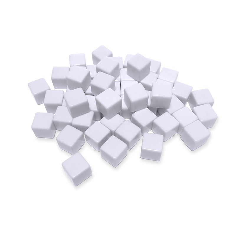 Nakimo 16MM Blank White Dice for Board Games, DIY, Fun, and Teaching, Pack of 50 - Image 1